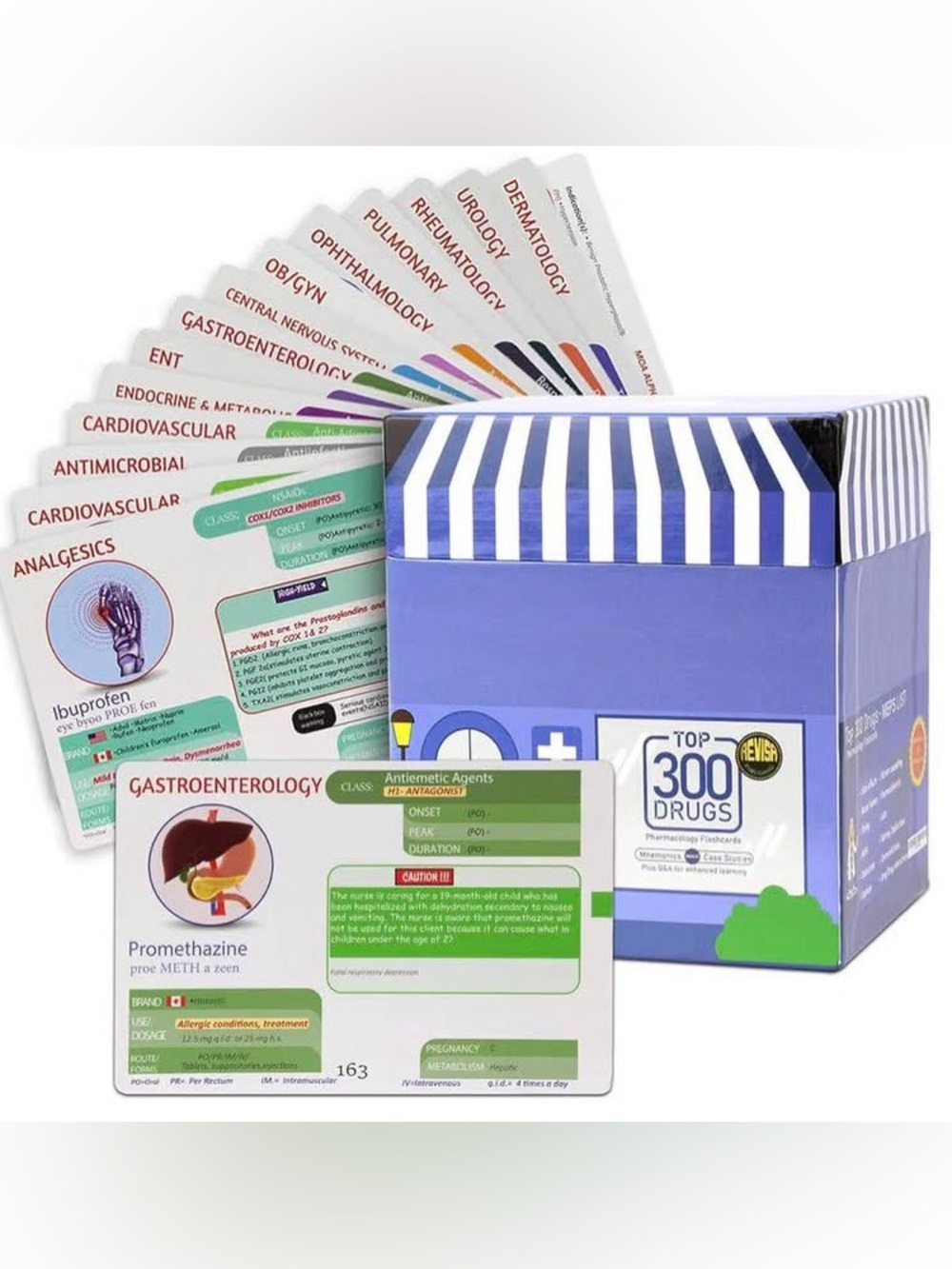 Top 300 Drugs Pharmacology Cards Portable Flashcards with Box Study & Review Nib